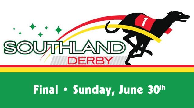 greyhoundchan's tweet photo. The Southland Derby will wrap up tomorrow night at @SouthlandGaming. Catch the final action in race 13. Race page: https://t.co/d1arHzokqE This counts toward our #LastHandicapperStanding contest! #LHS2019 #GreyhoundRacing #Stakes https://t.co/HGwwsPiZT5