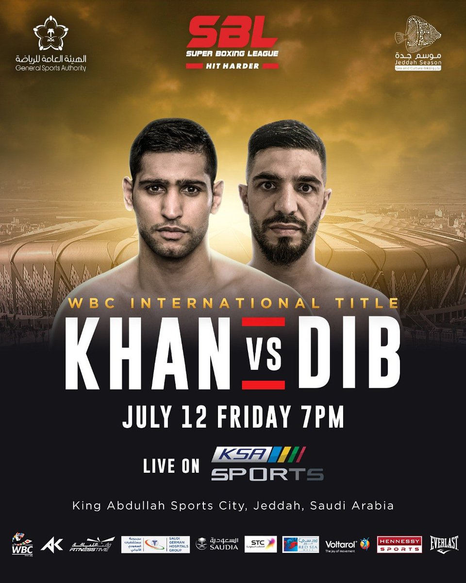 SBLHitHarder's tweet photo. @amirkingkhan vs @BillyDib on the 12th of July at the King Abdullah Sports City!!!
A night to be remembered!!! #SuperBoxingLeague #HitHarder #KhanDib @JED_SEASON https://t.co/jeunTb8T5H
