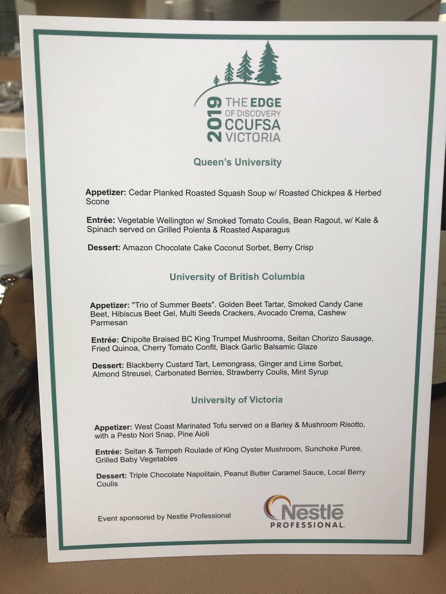 humaneworldcan's tweet photo. Our #ForwardFood team is here at #CCUFSA2019. We’re thrilled by the 100% #plantbased chefs’ competition 🙌 with innovation by @ubcfoodie @QueensFood @uvic 🌱 https://t.co/Q3cXgQGkau
