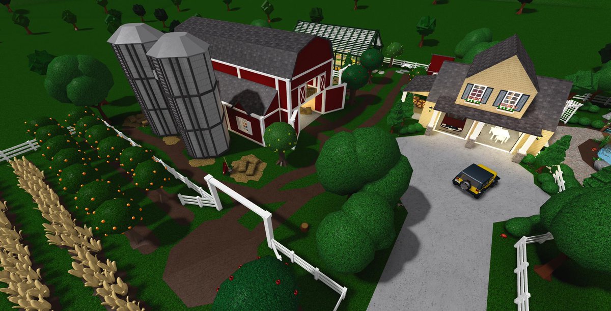 Froggyhopz On Twitter I M Finally Back With A New Build This Farm Features A Traditional Farmhouse With Plenty Of Space For A Family Additionally There Is A Barn Greenhouse Garage With Guest - roblox bloxburg house builds farm