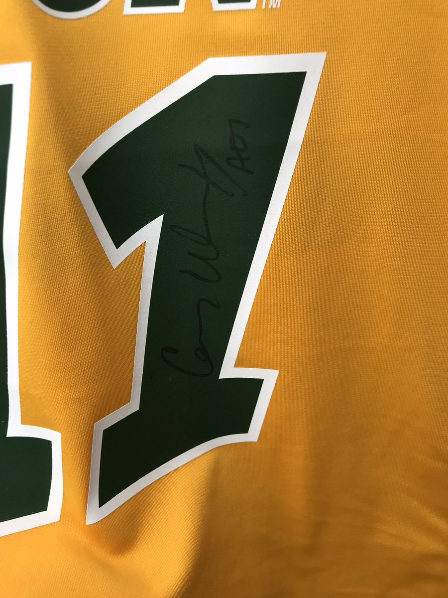 SvorPhysEd's tweet photo. @cj_wentz thanks for signing the jersey at the #AOL softball game! Sold for $900 at the Ryan Svor Golf Memorial #fallenlinemen #takehiswordforit #3rdbaseline 🤟🏼#gobison https://t.co/EMv9nrjuoO