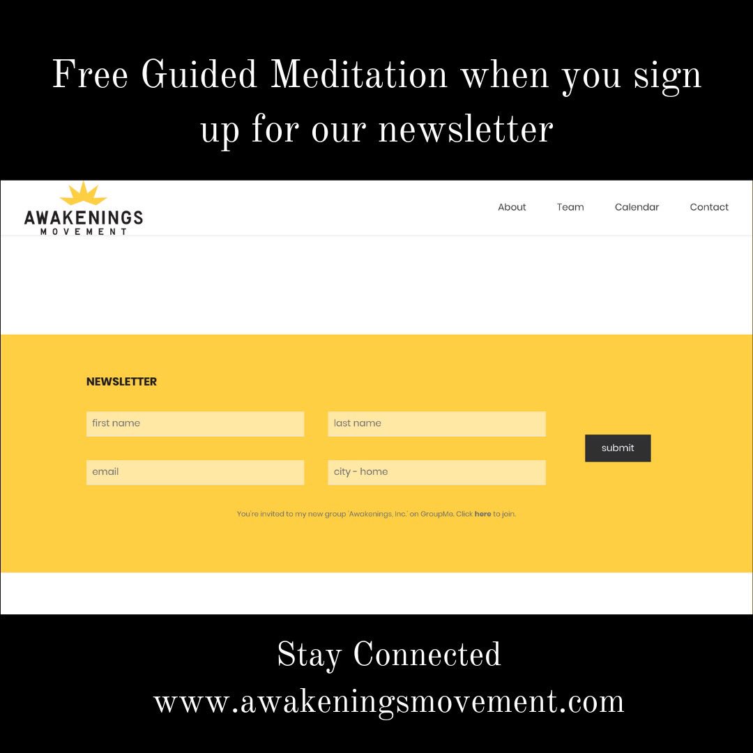 AwakeningsInc's tweet photo. Did you know that you get a free guided meditation when you sign up for our newsletter? A simple way to stay connected to us and to yourself, all in one.
Sign up at the link in our bio 🌱
#amhouston #awakeningsmovement https://t.co/EFImRzhDJI