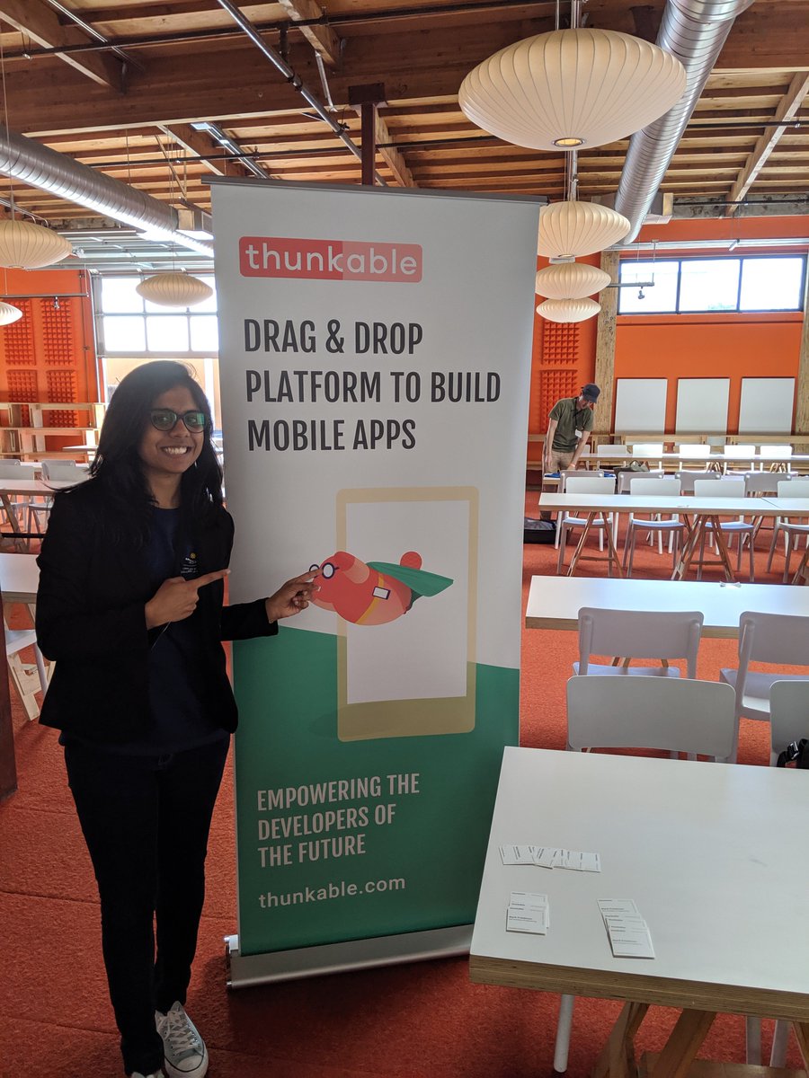 thunkable's tweet photo. We're hiring! Here's our own @i_janhavi at Y Combinator's "Work at a Startup" career expo. We got here early ;-)
#workatastartup #thunkable https://t.co/KXLkdwlwAI