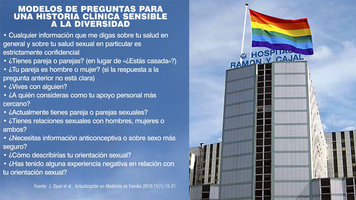 Endocrino_PED's tweet image. 🌈 Modelos de preguntas para una historia clínica sensible a la #diversidad
👉 La principal carencia al tratar con personas del colectivo LGBTIQ+ en el ámbito sanitario es la presunción de #cisexualidad y #heterosexualidad
vía @diariomedico
🏳️‍🌈 #Orgullo2019 #Sanidad #FFpaciente