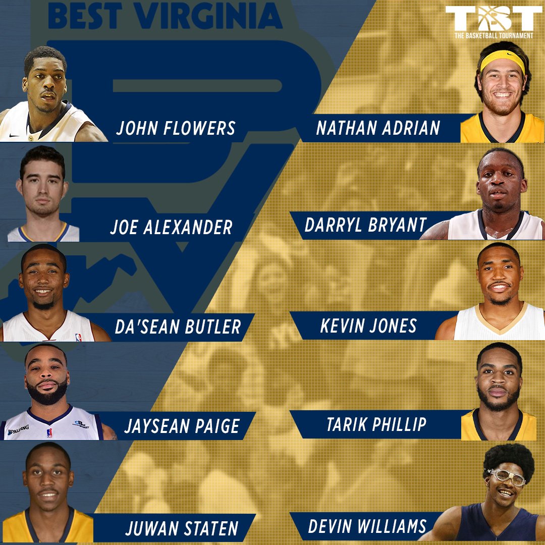thetournament's tweet image. What happens when you mix the Final Four squad with Press Virginia? You get one EPIC @WVUhoops 🏀 alumni team.

Best Virginia (@FinalFourCast) will begin the road to $2 million on July 26 at the Siegel Center in Richmond!

🎟️ TICKETS 🎟️: bit.ly/2IzRZy6