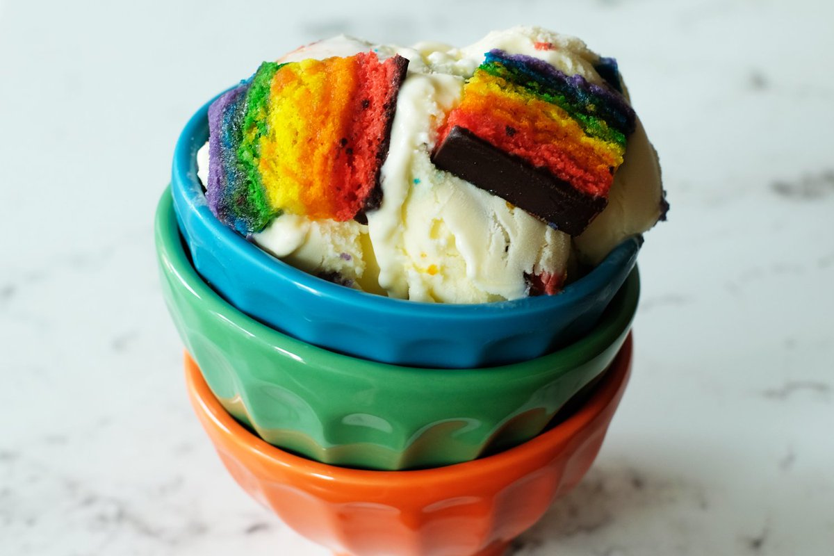 Every year we team up with @TheAwkwardScone for our Pride Pint seasonal flavor for June. It’s a sweet cream ‘scream with Eric’s iconic rainbow cookie mixed in. It’s beautiful and delicious and a lovely celebration of love.