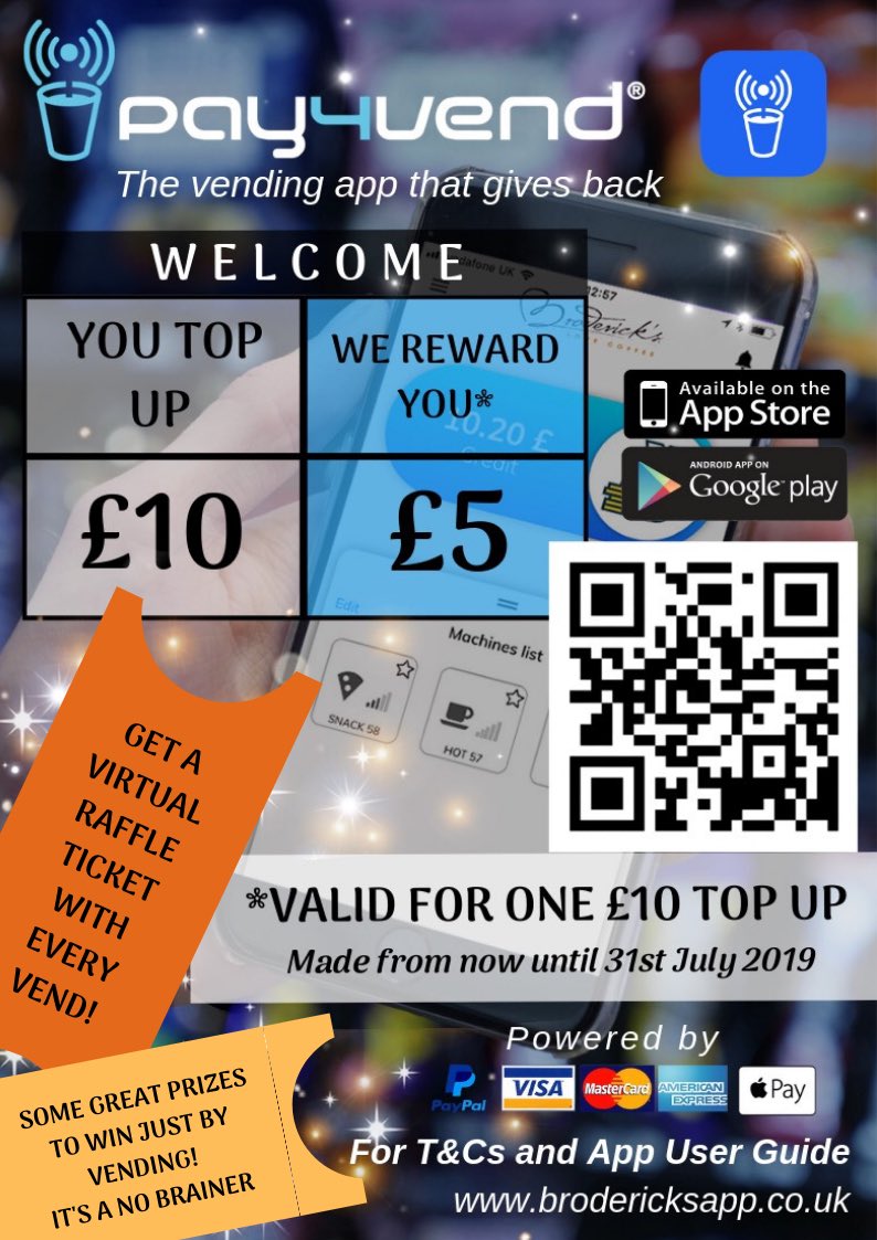 BRODERICKSLC's tweet photo. Work at @manairport @manairportPRESS and use the #vendingmachines this app is for you, don’t miss our introductory offer #everyvend creates a virtual raffle ticket to monthly ,quarterly and superdraws. #vendingtrending https://t.co/Oz8pHrgR4F