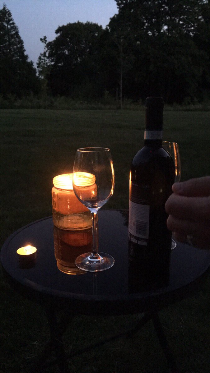 Wine on the patio with the husband after Summer concert.
Just lovely.