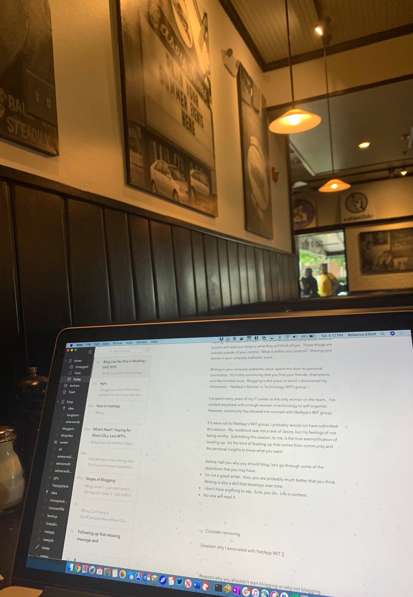 beckylelliott's tweet image. Happy to finally have time to work in @PeytStefanova&apos;s awesome feedback on my soon-to-be re-worked  #GHC Hopperx1 NYC #CFP submission. 

Gotta get this ready #NetAppWIT&apos;s drop-in workshop next week. Hoping for a far less chaotic submission on July 3rd. #NetAppATeam #womenintech