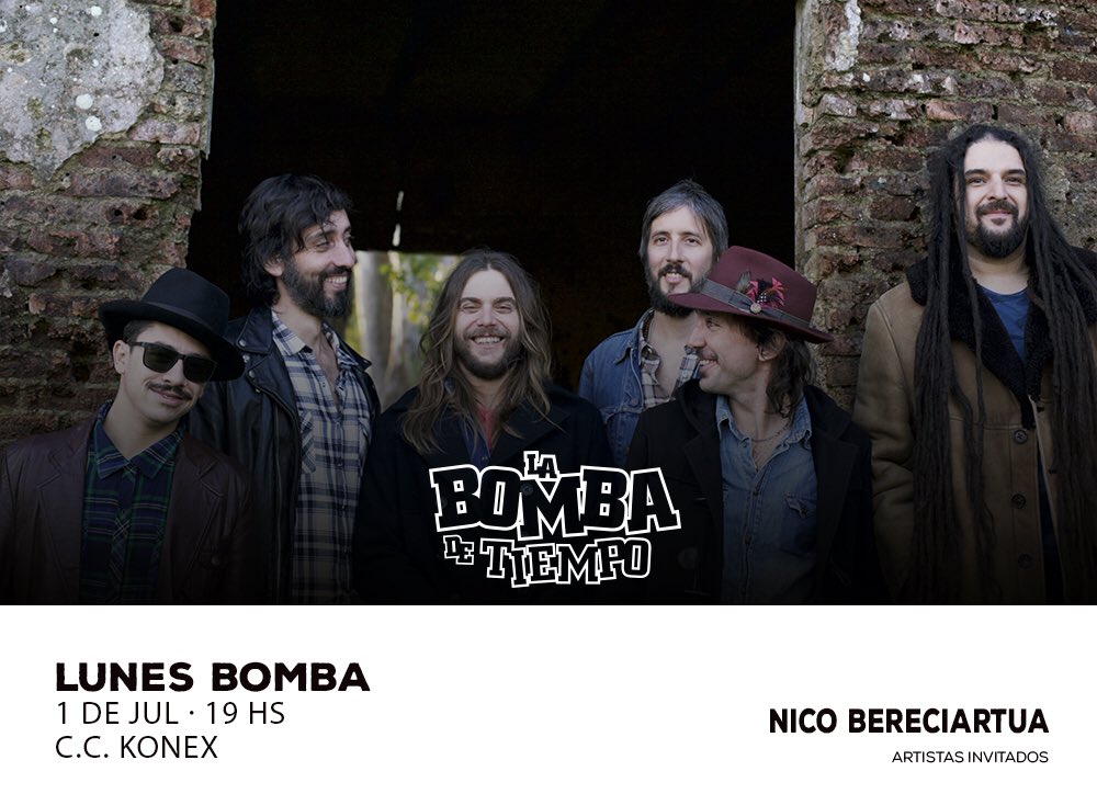 labombadetiempo's tweet photo. Este Lunes 1 de Julio nos visitan al @CCKonex tremendos artistas! @Duratierra y @NicoBere ! 

Tickets https://t.co/howBQwveL2 https://t.co/J53uuQOBiZ