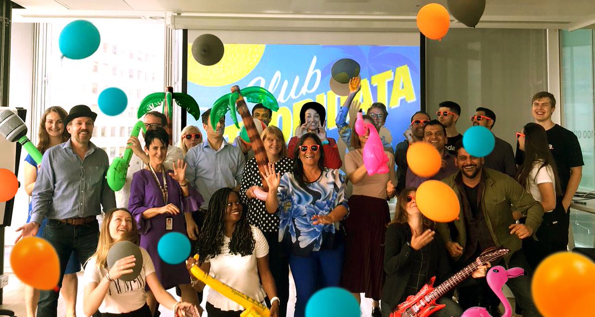 Teradata's tweet photo. #TeradataLondon celebrated #TeradataSpiritWeek by transforming the office to Club Tropidata ☀️🌴🎷Way to go team! #Teradata40 https://t.co/TzjR3eTSK9