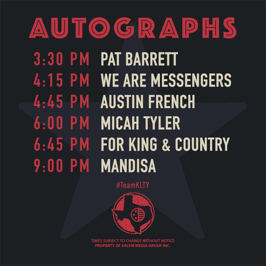CelFreedom's tweet photo. Wanna know when you can get AUTOGRAPHS today at Celebrate Freedom? π
Here you go...the latest schedule (sorry, it changed some since this morning)
#CF29 #TeamKLTY https://t.co/nRNNMuuRDu