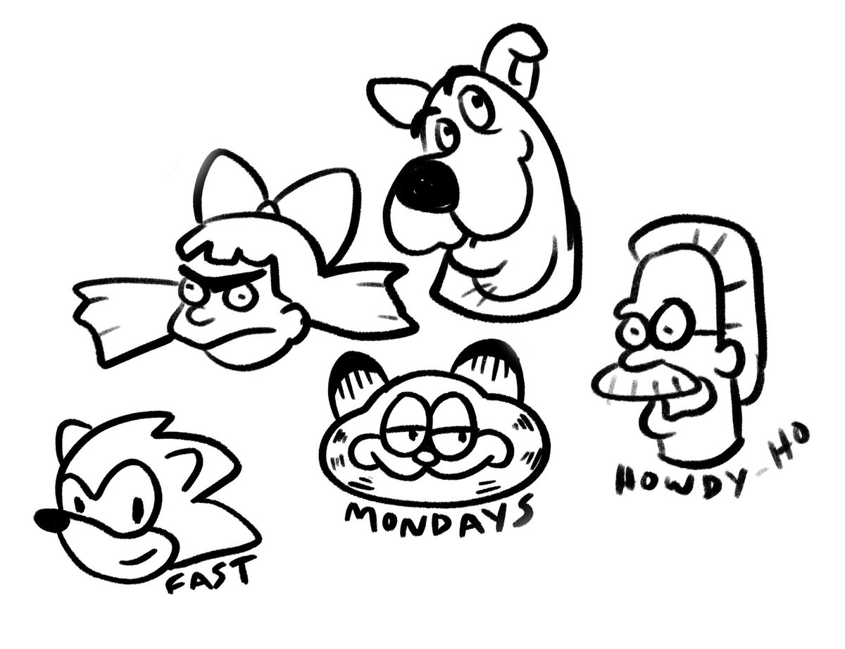 drawing cartoon icons scribbly with my bf and no joke I love that garfied truly 