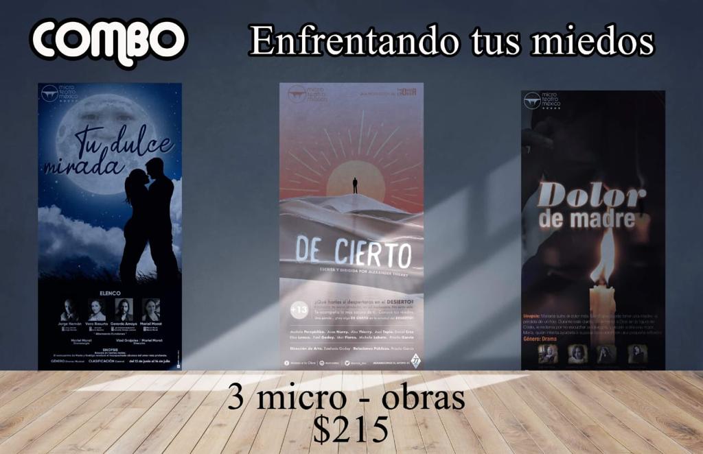 Recuerda que puedes pedir en taquilla de MicroTeatro @microteatromex "Tu Dulce Mirada" <a href="/mtm_tu/">Tu Dulce Mirada MTM</a> en su combo de 3 obras por $215 "Enfrentando Tus Miedos" con "Dolor de Madre" y "De Cierto".