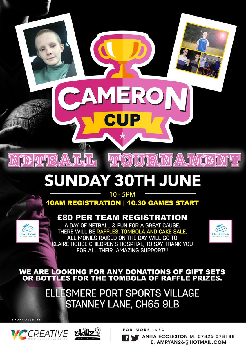 Tomorrow is Cameron Cup Day all for <a href="/ClaireHouse/">Claire House</a> good luck to all netball teams taking part. <a href="/EnglandNetball/">England Netball</a> please RT for some publicity and support #cameroncup #netball #clairehouse