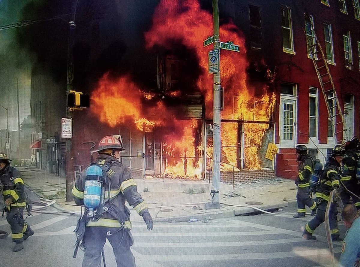 6.29.19    700blk N Fulton Ave...units had a 3 story EOG liquor store with fire showing first floor