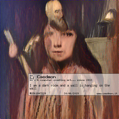 ImCaedmon's tweet photo. 'I am a dark room and a wall is hanging on the wall' by Caedmon, a computer learning to make art.
Get it on https://t.co/IM7df61qLr
 #followall #desflopforfcs #follow4like #craftspire https://t.co/YnggXoc4mj
