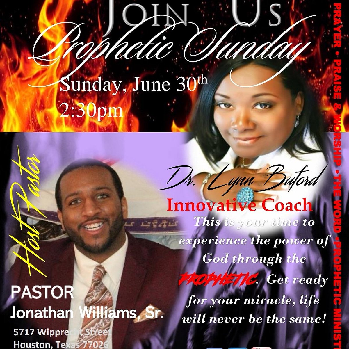 WUTogether's tweet photo. Don't miss these two great encounters tomorrow. Prophetess Desiree Adams-Gamble will be delivering the prophetic and Dr. Buford will be in the house in the evening. We have a seat just for you.

We. Us. Together https://t.co/EGvr9jk72p