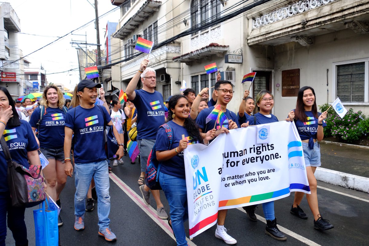 unicmanila's tweet photo. We are free &amp; equal, UN PH declares in solidarity with LGBTQI Pinoys. More photos: https://t.co/HzAJ8nJBbA https://t.co/MsSVGcaqM2