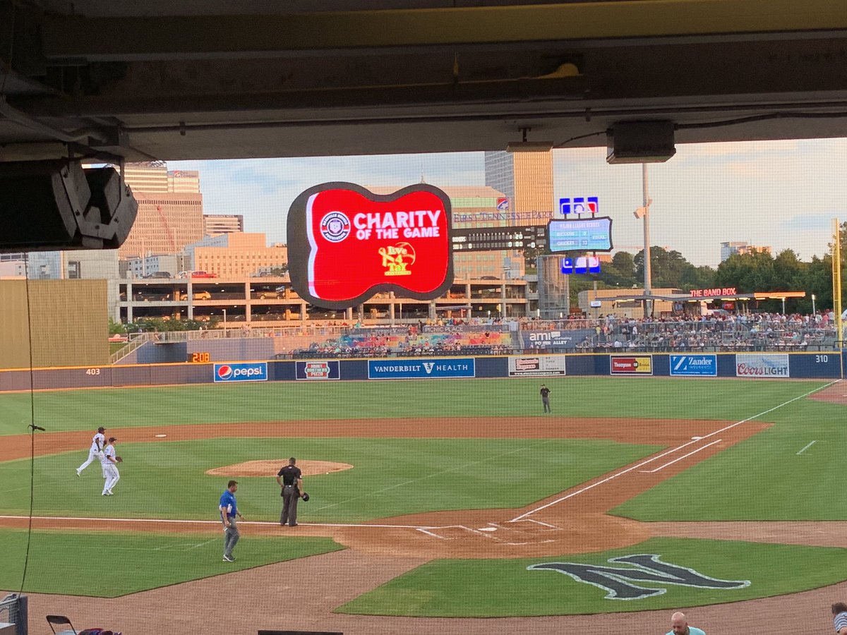 Live_4_Tay's tweet photo. Thanks to the @nashvillesounds and the @soundscommunity for having us out tonight as their Charity of the Game and helping raise awareness for Childhood Cancer #Live4Tay https://t.co/Sa7dX9l7Kw