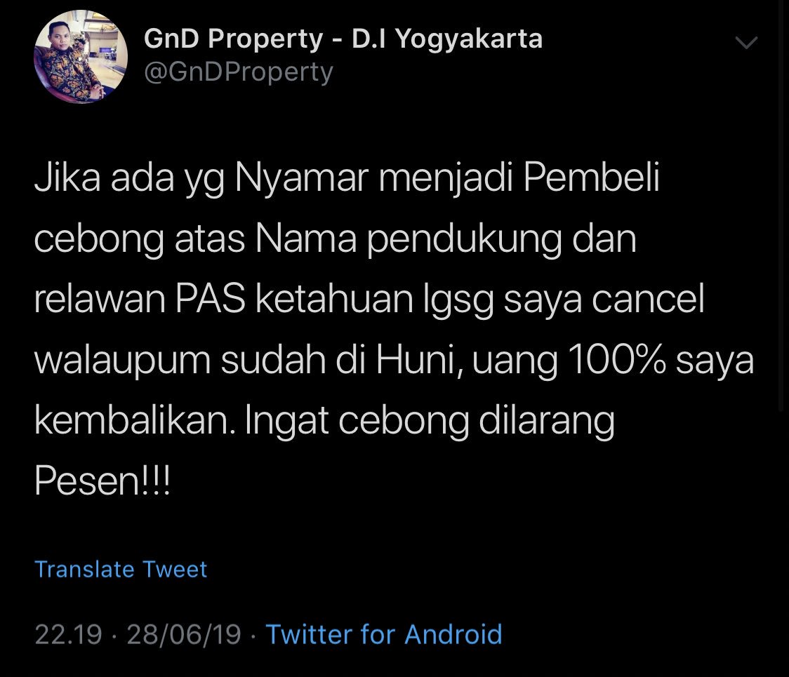 habibthink's tweet photo. Mas @GnDProperty, saya bantu post ya biar kalau ada cebong yang menyamar, dia akan langsung mengurungkan niat untuk membeli.

Tapi ini ga berlaku untuk mas @kaesangp dan keluarganya ya

🤭 https://t.co/9IjwCFicEQ