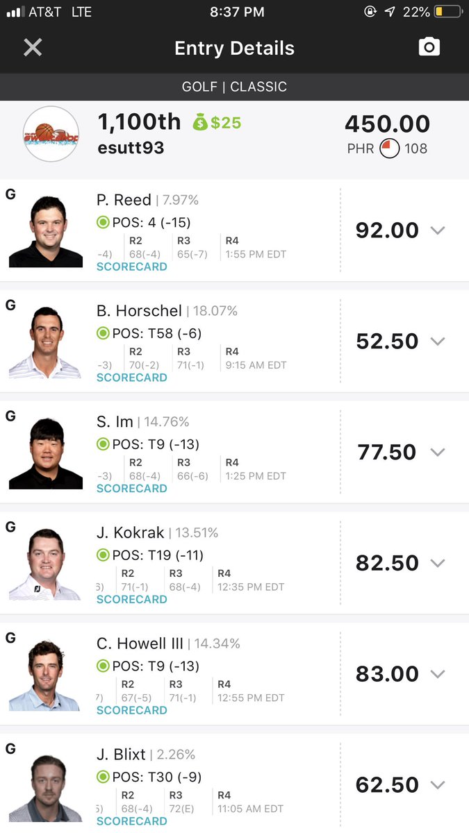 CaptainCoin415's tweet photo. @fantasygolfpod @quagnis @RocketClassic Potential Double sweat tomorrow in the $5 (100k 1st place)
Wish my luck boys 🤙🏻 https://t.co/7vnQzFQ19m