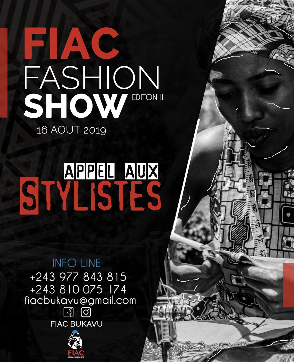FiacBukavu's tweet photo. La @FiacBukavu vous permet de contribuer à l'histoire de la mode avec #Fiac #Fashion #Show. Ainsi nous donnerons la parole aux #Styliste et créateurs de #mode
#FashionAfrica #fashiondesigner #allafrica #styliste #mode #model #designercall #showcase #fashionstyle #joinus #follow https://t.co/fnpjcwgoko