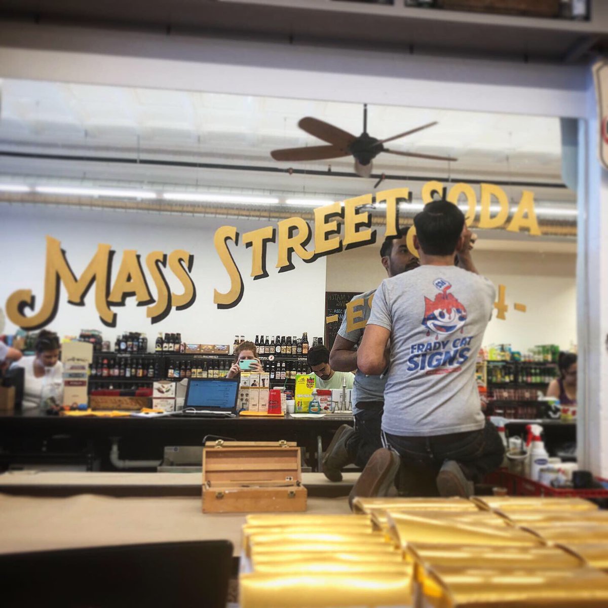 MassStreetSoda's tweet photo. Thanks to Designy Sometimey, our mirrors are receiving a touch of nostalgic glam. Check out the progress we made this week!
#massstreetsoda #handlettering #handcraftedsigns #craftsoda #lawrence #downtownlawrence #unmistakablylawrence #1103mass https://t.co/bXuDWAx5sW