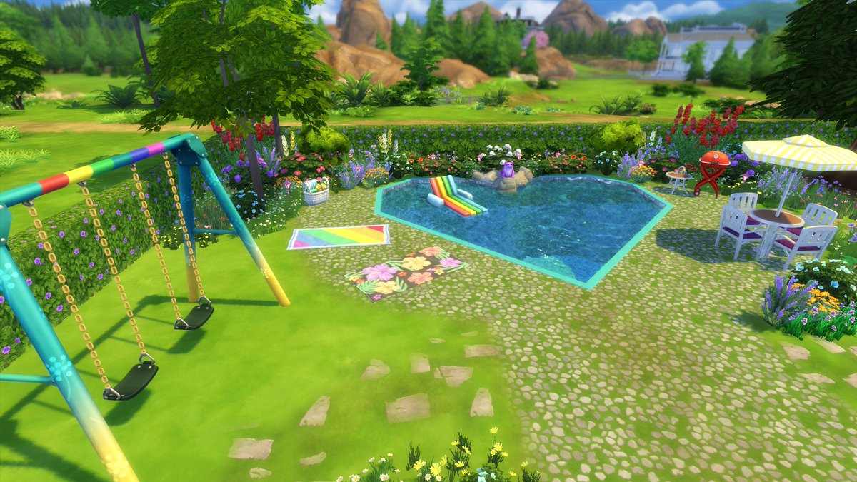 enidtheghost's tweet photo. Last night i finished my #deerpride build:

Home Is Where Love Is
3 bed / 5 bath
40x30 lot
188,396 simoleons

(also, there's a heart-shaped pool) https://t.co/6rFM2dwmoU