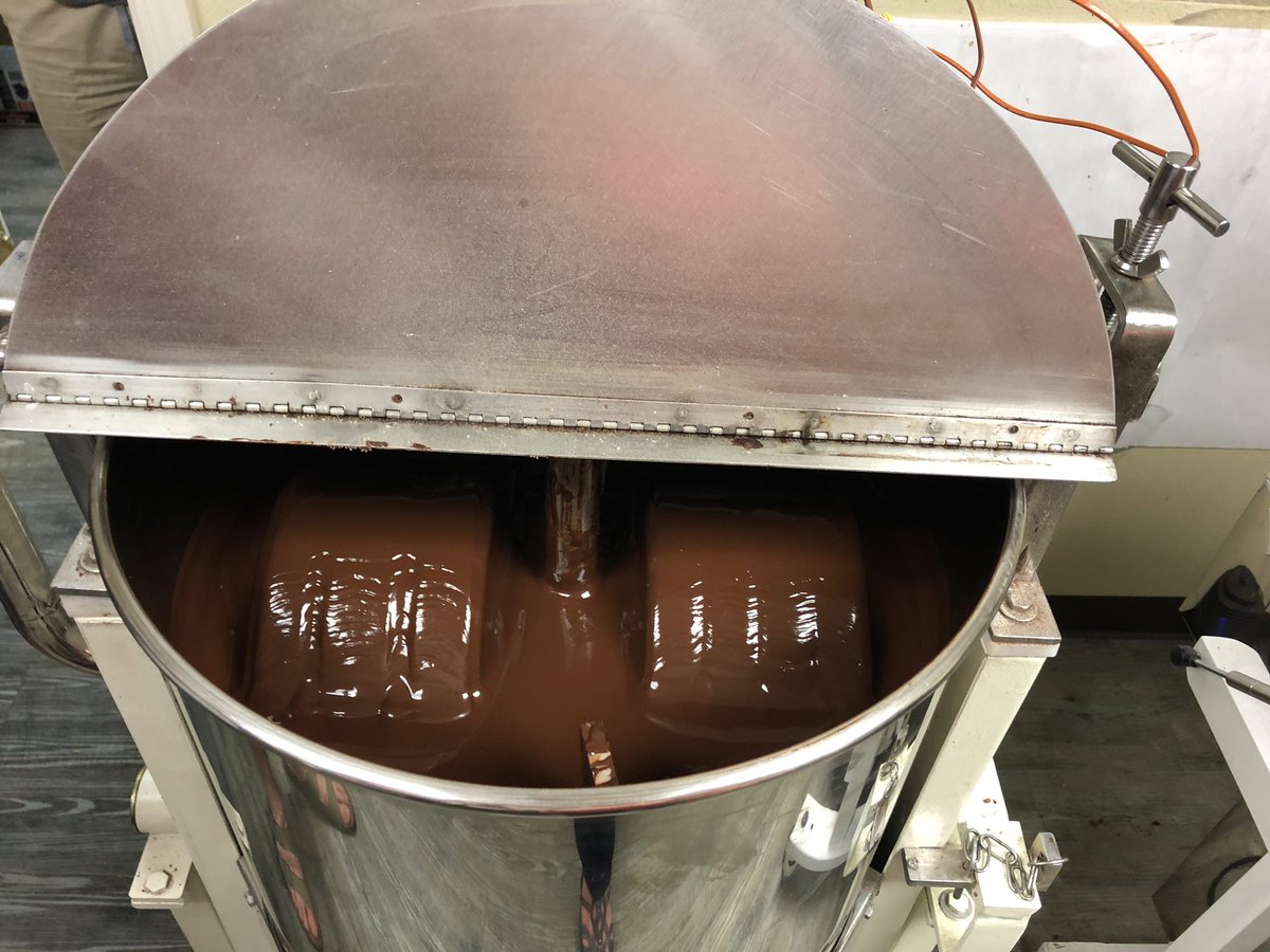 Just took a tour of <a href="/raphiochocolate/">Raphio Chocolate</a> in Fresno. Wonderful family-owned business that makes single origin chocolate bars, plus some that have coffee from @KuppaJoyCoffee. Very knowledgeable about sourcing and process, and delicious products. I thought of the <a href="/EatMyGlobePCast/">Eat My Globe</a>.