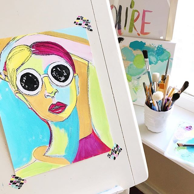 ModernBloom's tweet photo. On the easel today 🎨
.
This colorful #workinprocess is part of an experiment in new techniques and mediums. I really like her bold #colorblock design, just a little more to go before she’s done!

Supplies:
🎨 Acrylic paint
🖊 China marker
🖌 FW Acrylic … https://t.co/2PDtYoKIRB https://t.co/XtwSFos5Io