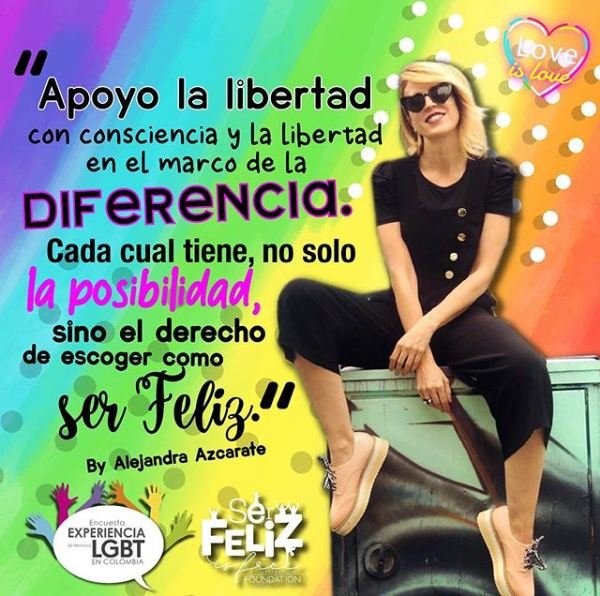 Un honorazo habernos encontrado con este legado de <a href="/LAAZCARATE/">LAAZCARATE</a>  : Apoyo la libertad con consciencia y la libertad en el marco de la diferencia. Cada cual tiene, no solo la posibilidad, sino el derecho de escoger como ser Feliz. 
 #pride  #serfelizisfreeis4all <a href="/proyectocolLGBT/">proyectocolombiaLGBT</a>