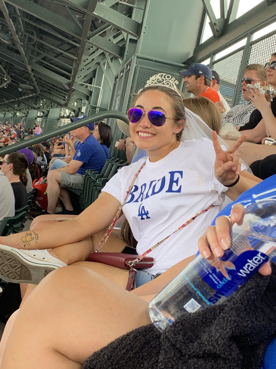 Bride to be living her best life at a Dodgers game! #CoorsField #Dodgers  #coloradorockies #bridetobe #bachloretteparty