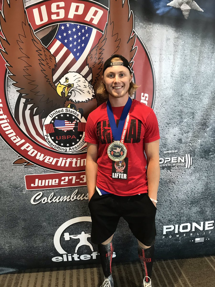 William71394300's tweet photo. First national USPA meet for @laxmannwb and he brings  home a first place medal.  The culmination of dedication and hard work. Very proud parents! https://t.co/oELzM7iCdK