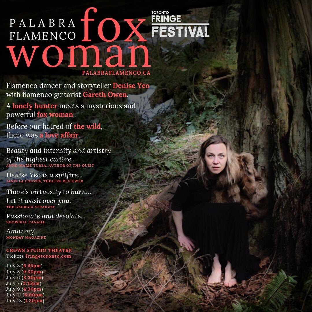 PalabraFlamenco's tweet photo. STORYTELLING + FLAMENCO dance + guitar. Fox Woman at Toronto Fringe. ๐ Tickets: https://t.co/36cOVUo8f4 #torontolife #yyz #blogTO #TOtheatre #TOarts #TOevents #yyzmusic #TOmusic #Toronto #danceToronto #torontodance #danceTO #musicTO #yyzdance #torontotheatre #TorontoArts https://t.co/bDAV2Dhpvf