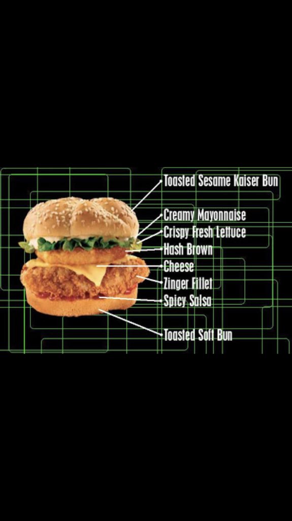 SpiderPigPug's tweet photo. @dc_mma Please tell me KFC is bringing back the Zinger Tower Burger https://t.co/I7MpZ98VFg