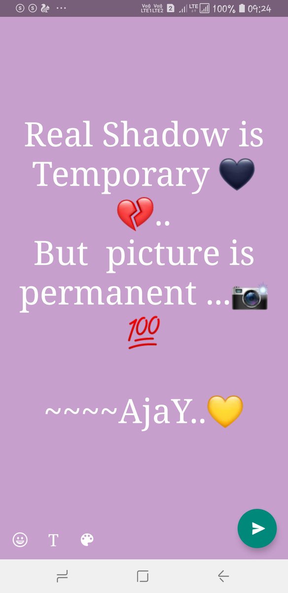 adithadi_ajay's tweet photo. Think Tis QuoTes Its TrUE 
#TrendingNow #quotesoftheday #LifeStories #thinkagain 

நம் நிழல் கூட  கொஞ்ச காலம் தான்
நம் உடன் வரும் .....!!!

ஆனல் நம் புகைப்படங்கள் 
வாழ்வின் இறுதி வரை வரும் ..!!

              ~~~அஜய்~~ ❤♥ https://t.co/Z9ZB3E7IZB