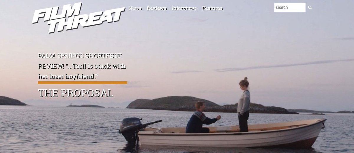 FilmThreat's tweet photo. “…Joachim gets down on one knee and proposes…Toril responds, ‘are you shitting me?’” Alan Ng sees a relationship escalate far too fast in The Proposal; which screened at the @PSFilmFest.
https://t.co/f2TUeIeC67 #PalmSprings #ShortFest19 #PSFilmFest https://t.co/4Gbr7QVvD8
