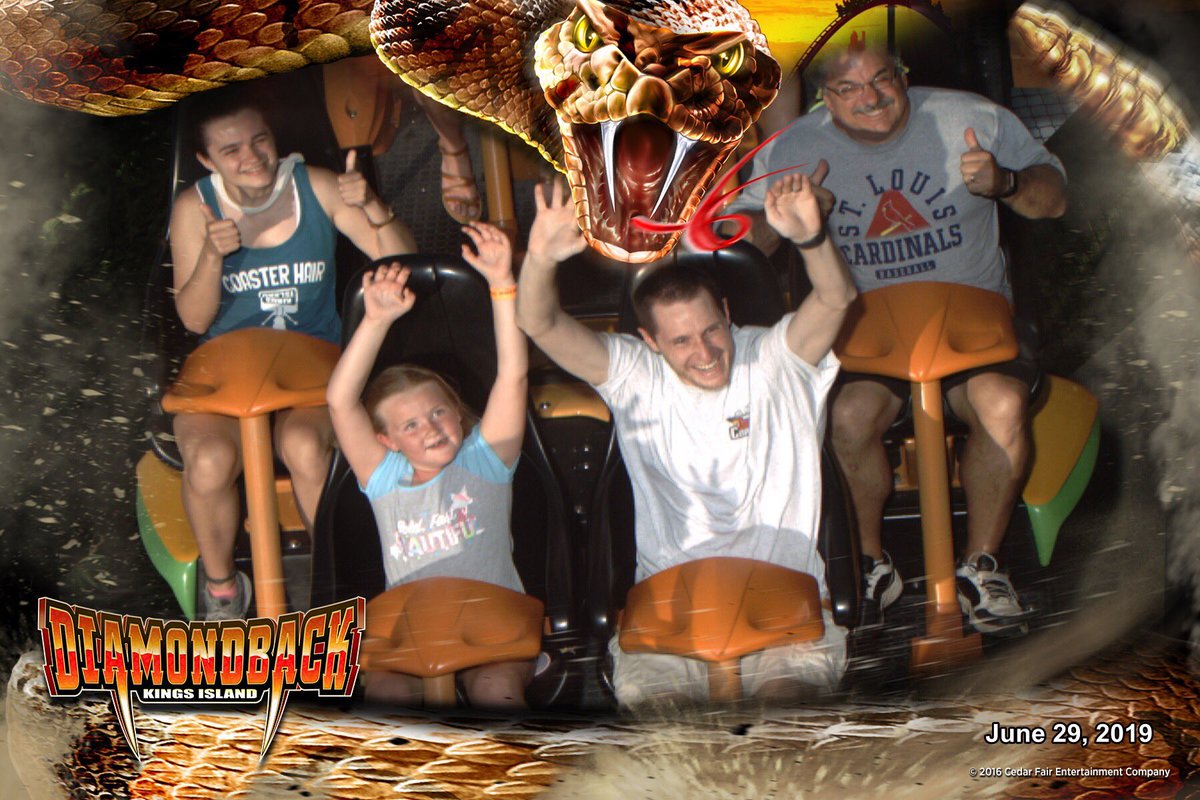 BuckeyeCoaster's tweet photo. Addison & Shawn’s FunPix Photo from her ride on Diamondback at @KingsIslandPR! #kingsisland #kidiamondback #diamondback https://t.co/HlJYmfNOXu