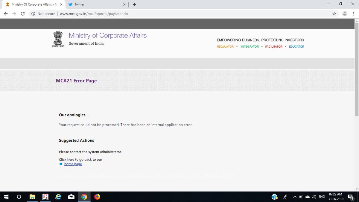 AviSinghal31's tweet photo. #DPT3 #MCA
Please tell who is the system administrator to whom we have to contact. Website is still not working at 07:20AM and now not accepting the challan payments. Date should be extended for filing DPT3
@nsitharaman @FinMinIndia @GovtOfIndia_ https://t.co/fhlzsKxeSB