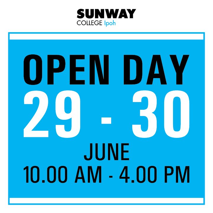 sunwaycol_ipoh's tweet photo. Today's the Day! Let us welcome you to discover your future! Programme enquiry and enrolment await. #SunwayCollegeIpoh #OpenDay #ProgrammeEnquiry #ProgrammeEnrolment #EnrolmentinProgress #July2019Intake #August2019Intake #September2019Intake #PathwaytoaBrighterFuture https://t.co/dlEoHNvAMg
