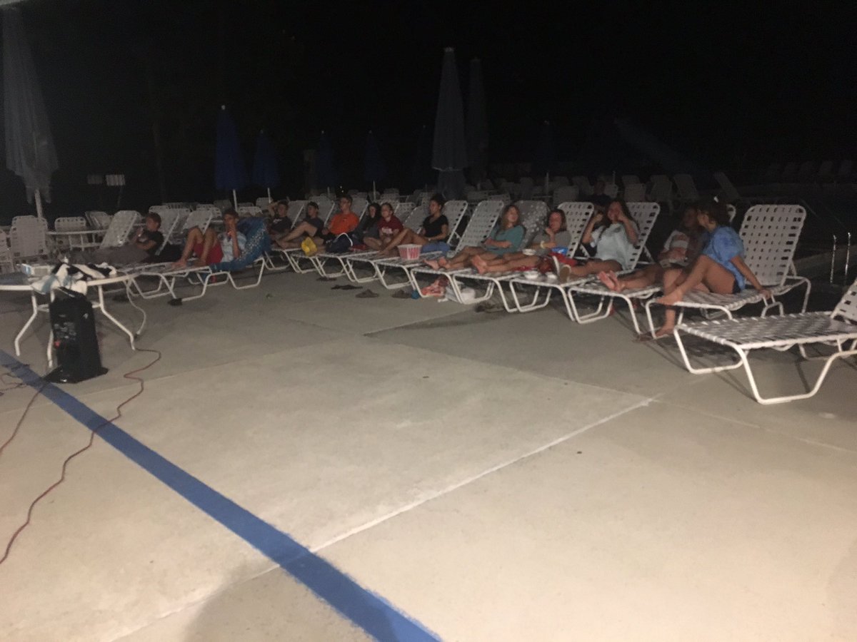 13 &amp; up movie night at the pool after our win this morning