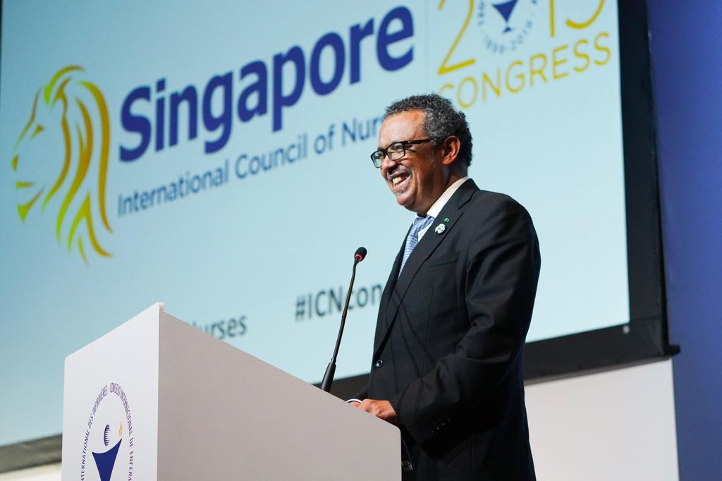 ICNurses's tweet photo. “Discrimination and abuse including violence and harassment must have no place in our society and especially not in our health systems” says @DrTedros #ICNCongress https://t.co/LH1PeWLl1m