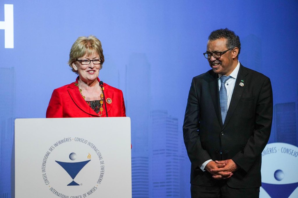 ICNurses's tweet photo. “Discrimination and abuse including violence and harassment must have no place in our society and especially not in our health systems” says @DrTedros #ICNCongress https://t.co/LH1PeWLl1m