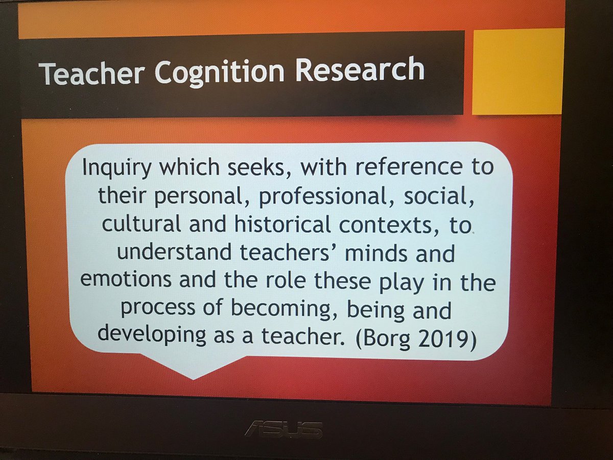 An updated definition of teacher cognition research. See tinyurl.com/y3kg5lcc