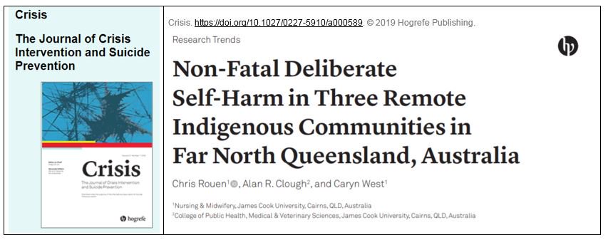aisrap_wendy's tweet photo. new from CRISIS: Non-Fatal Deliberate Self-Harm in Three Remote Indigenous Communities in Far North Queensland, Australia https://t.co/3346H7sm9T @hogrefe_publ @IASPinfo https://t.co/6L4QXFcagP