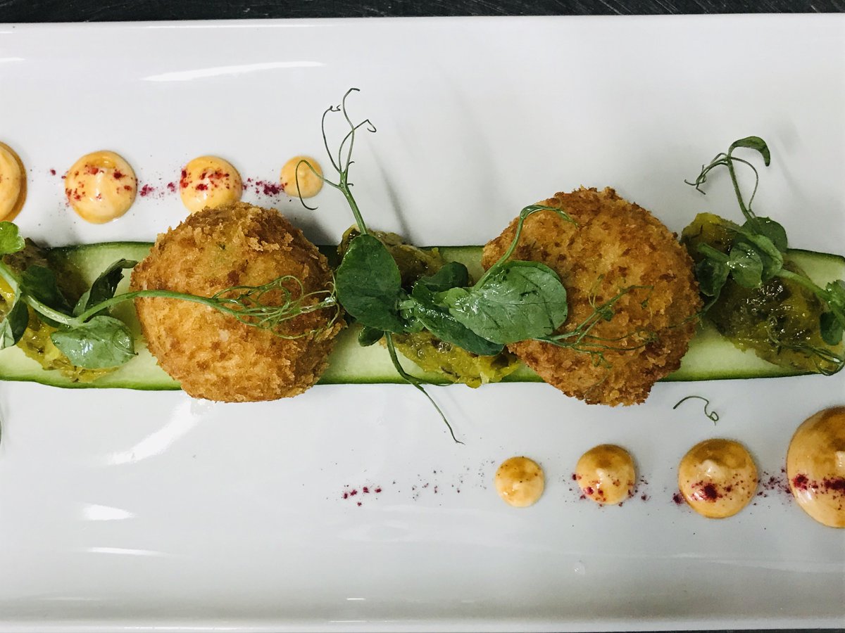 Our chefs have been hard at work! This is our new Special Salmon and Prawn Fishcakes, Cucumber, Pickle and Lobster Mayo! #TheGlobe #StAustellBrewery #TheChefs #special #Fishcakes #Food #Topsham
