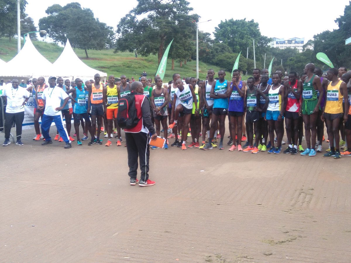 #UshirikaRoadRace #RaceDay 10km Elite Race brief before flagging off. #OnTheTrackToKeepAChildInSchool