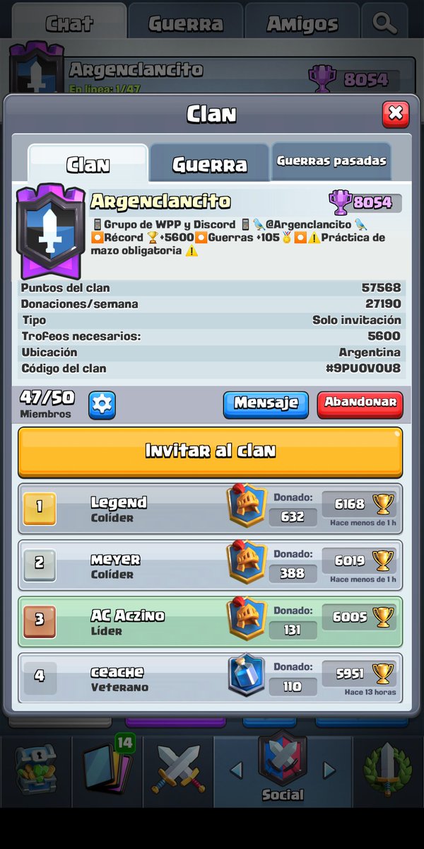 Te buscamos! 
Si estás buscando clan para cerrar la temporada y cumplís los requisitos. Manda MD. Clan top local ladder y Guerras.
<a href="/jajajajajajaCR/">Bgama🏆</a> 
<a href="/RT_apoyo/">CR apoyando a la comunidad</a> 
@NexusAgencyGG 
<a href="/Promotions_MDL/">Mᴀ́ϙᴜɪɴᴀ ᴅᴇ Lᴇᴄʜᴇ💦👅</a>
Se devuelven Rts ❤️
