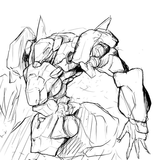 これは練習なんだ、大事な練習なんだって自分に言い聞かせてメカの上半身だけ描いて現実逃避していくスタイル 